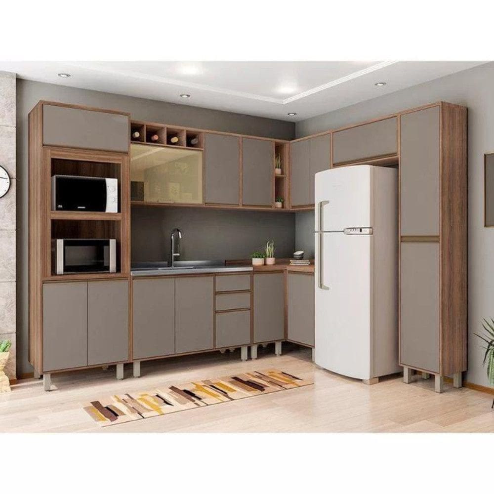 Cozinha Modulada 9 Peças 15 Portas 3 Gavetas Sem Tampo Yara Luciane