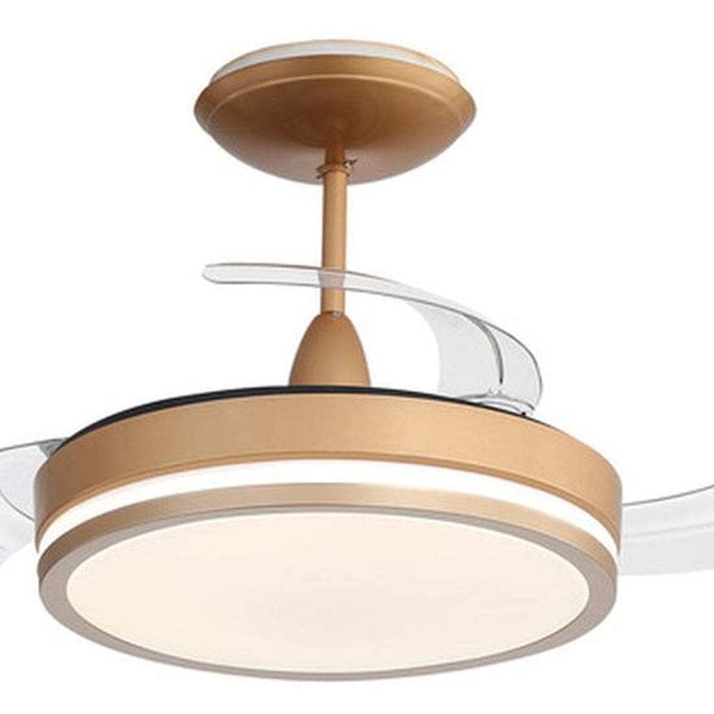 Ventilador Teto Retrátil Com Controle 91cm Dourado Bivolt
