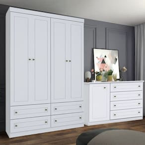 Conjunto Quarto Henn Americana 2 Peças 5 Portas 8 Gavetas