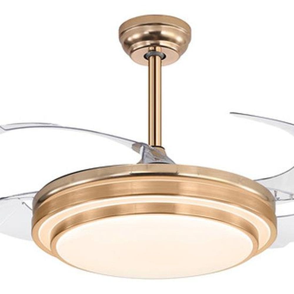 Ventilador Teto Retrátil Com Controle 110cm Dourado Bivolt