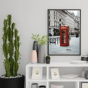 Quadro Telefone Londres 45X34Cm Com Vidro Moldura Preta