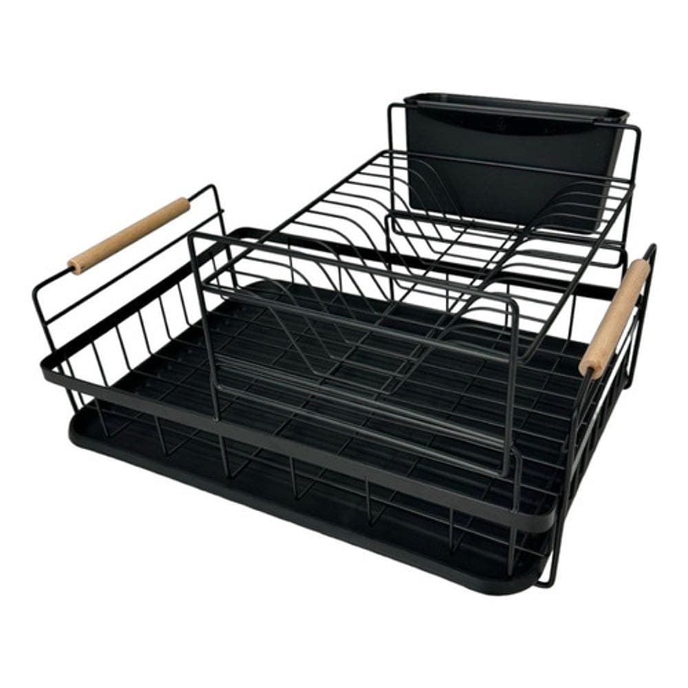 Escorredor De Loucas Em Metal Duplo Bremen Preto 44x31x24cm