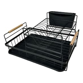 Escorredor De Loucas Em Metal Duplo Bremen Preto 44x31x24cm