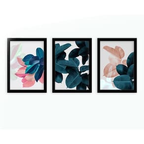 Kit 3 Quadros Decorativos Com Moldura Flores & Folhas