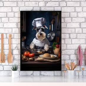 Quadro Para Cozinha Cão Schnauzer 45X34Cm - Com Vidro