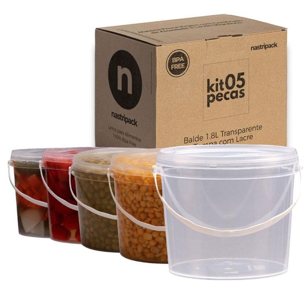 Balde 1.8L Para Armazenamento De Doces 5 Pçs