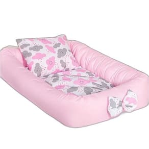 Kit Ninho Para Bebês Redutor De Berço Chuva De Amor Rosa