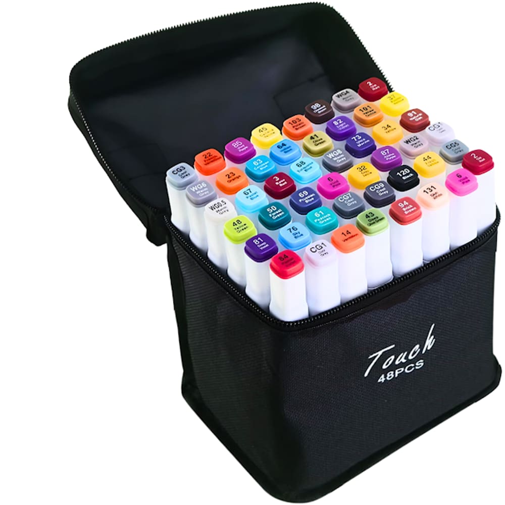 Kit De Canetas Marcador Permanente Ponta Dupla Touch 48Cores