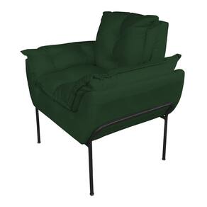 Poltrona Decorativa Suede Verde Base Preta - Vallisa Decor