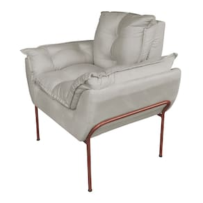 Poltrona Luxo Suede Bege com Base de Ferro Cobre - Vallisa Decor