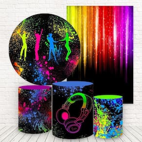 Kit 2 Painéis E Capas 3D Sublimado Festa Neon Fkpc-287