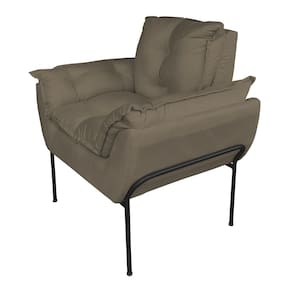 Poltrona Decorativa Suede Cappucino Base Preta - Vallisa Decor