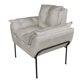 Poltrona Decorativa Base Preta Suede Bege - Vallisa Decor