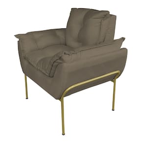 Poltrona para Sala Base Dourada Suede Cappucino - Vallisa Decor