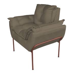 Poltrona para Escritório Base Cobre Suede Cappucino - Vallisa Decor