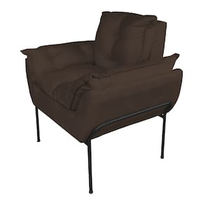 Poltrona Moderna Base Preta Suede Marrom - Vallisa Decor