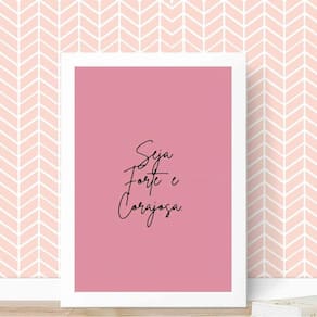 Quadro Rosa 33x24cm c/ Vidro e Moldura Preta