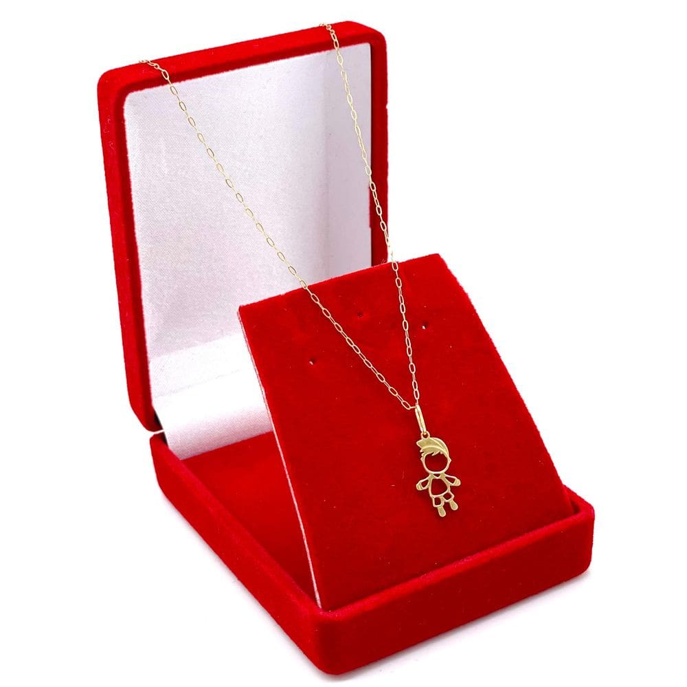Corrente Feminina Americana 40cm De Ouro 18k Pingente Filho