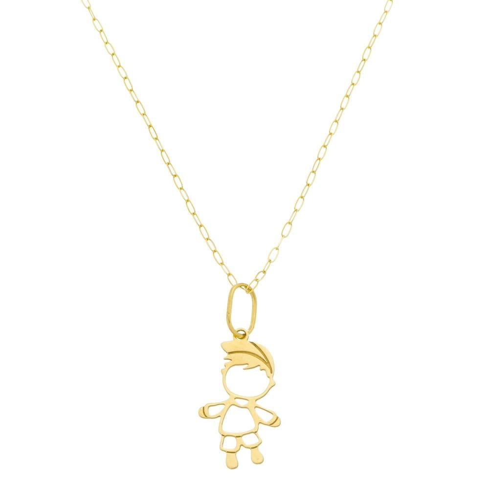 Colar Bailarina De Ouro 18k 45cm Feminina Pingente Filho