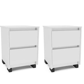 Conjunto 2 Mesas de Cabeceira 2 Gavetas Coimbra Branco