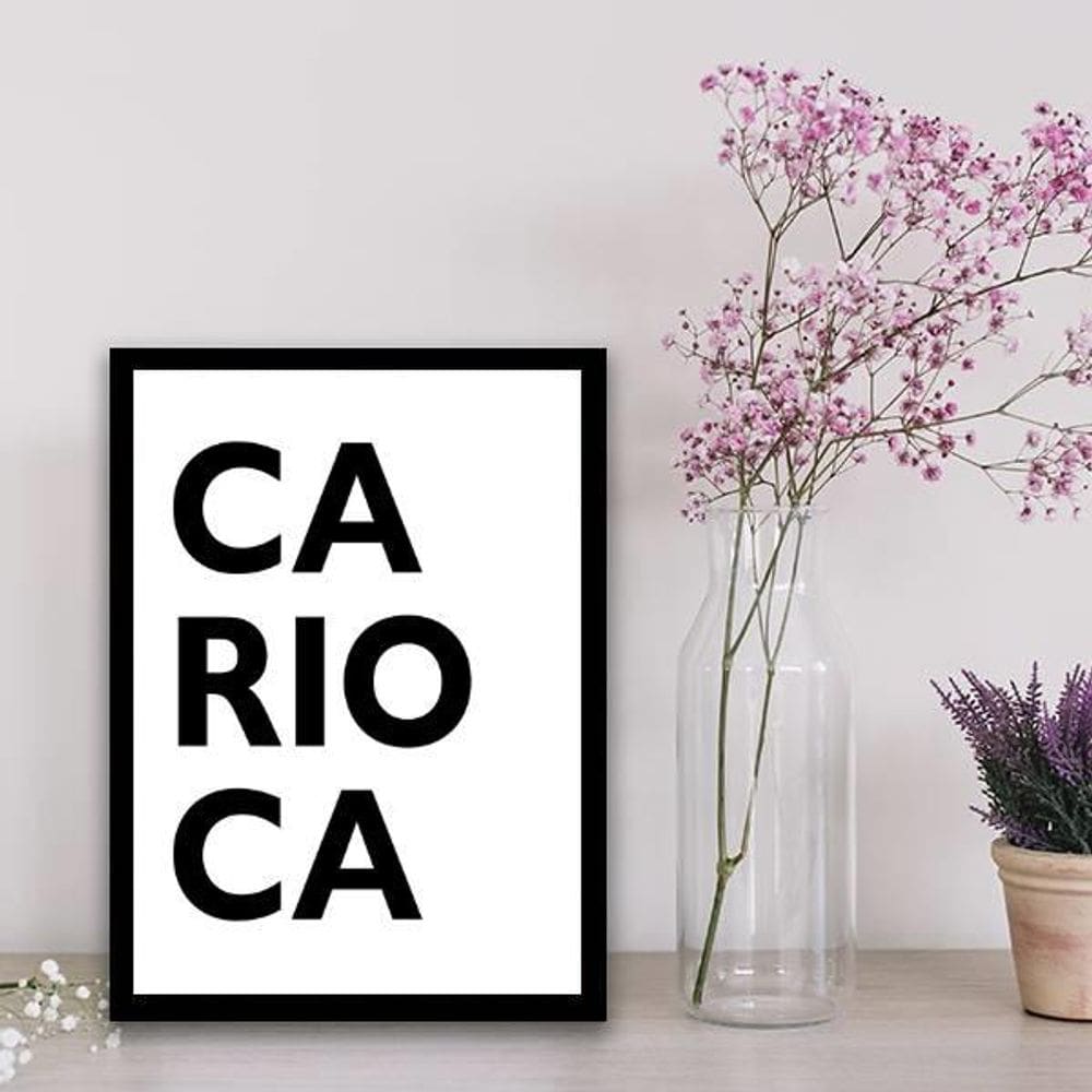 Quadro Palavra Carioca Moldura Preta Com Vidro 45X34Cm