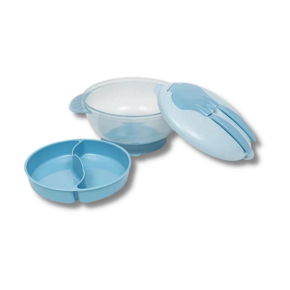Kit Refeicao Com Compartimento E Talheres Azul - Buba