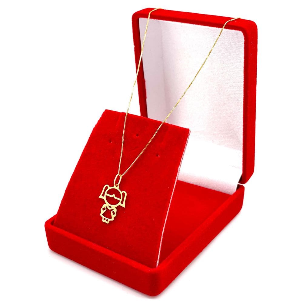Colar Feminina De Ouro 18k Gargantilha Veneziana 50cm Pingente Menina