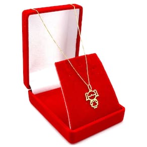 Gargantilha De Ouro 18k Corrente 45cm Veneziana Pingente Filha