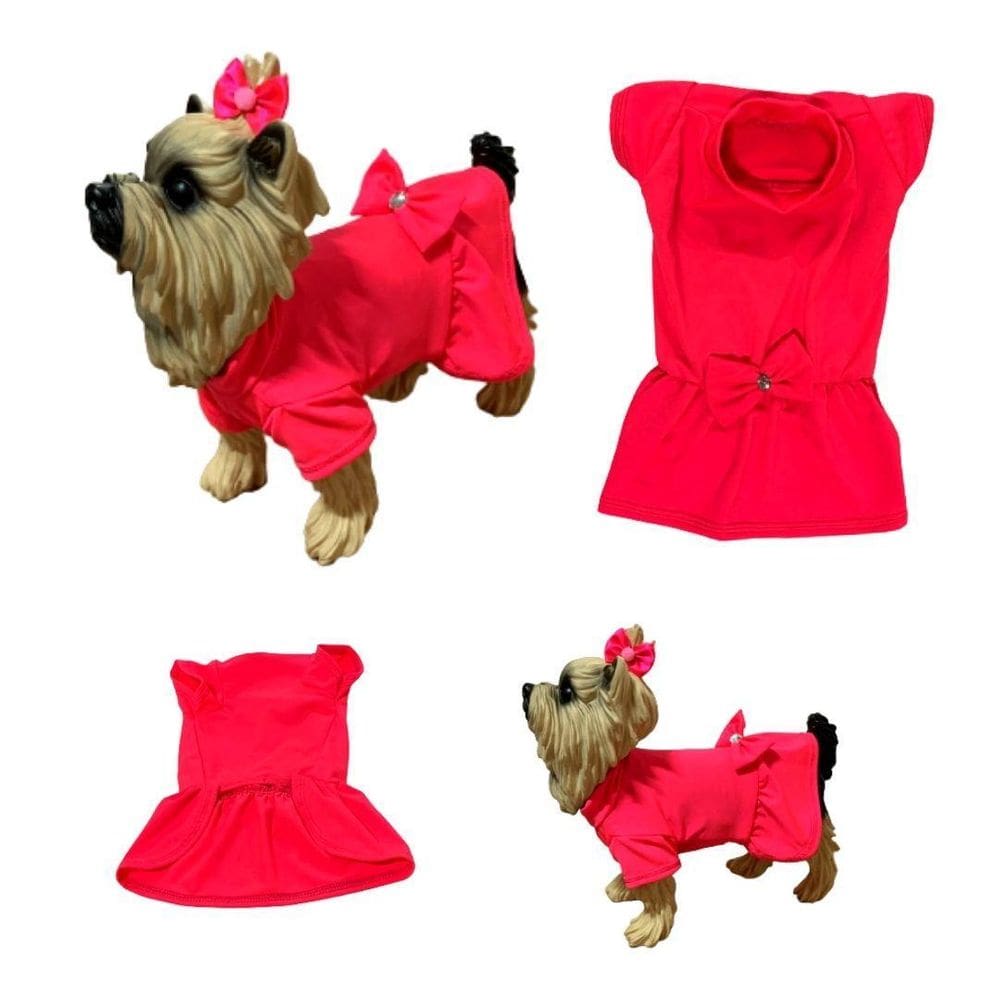 Roupa Para Cães E Gatos - Vestido Suplex Neon Rosa Gg