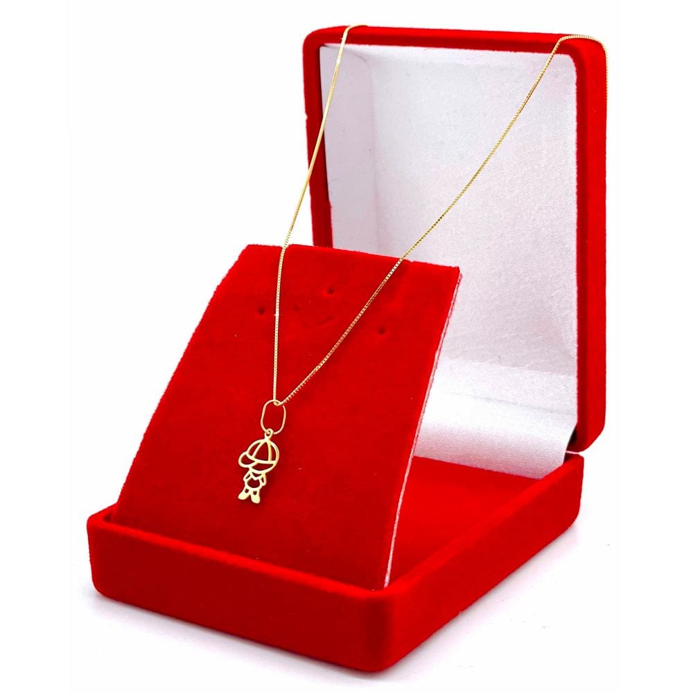 Colar Feminino De Ouro 18k Gargantilha Veneziana 50cm Pingente Menino