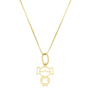Cordão Colar Feminino De Ouro 18k Veneziana 40cm Pingente Menina