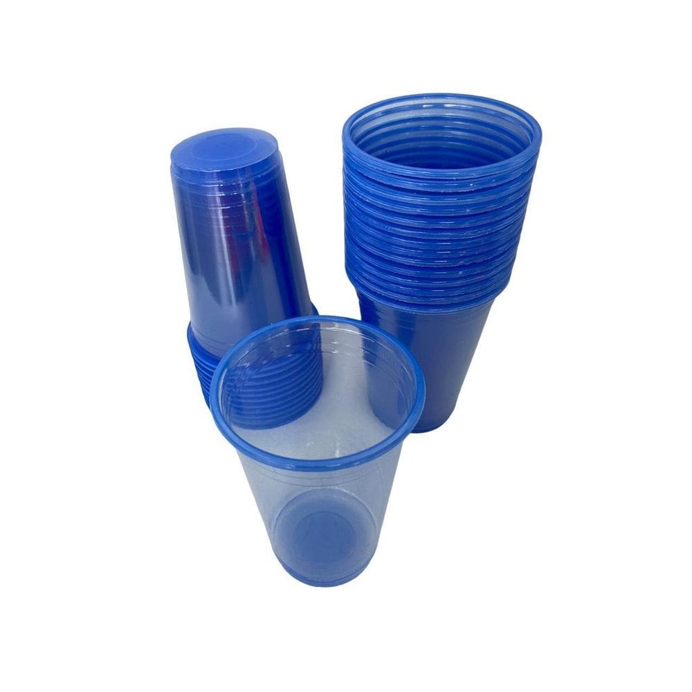 100 Copos Neon Azul Festa Balada Descartável 300 Ml