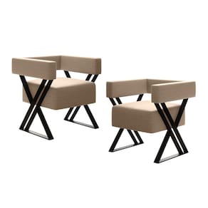 Kit 02 Poltronas Decorativas Sala de Estar Miralys Pés de Ferro Linho Bege - Desk Design