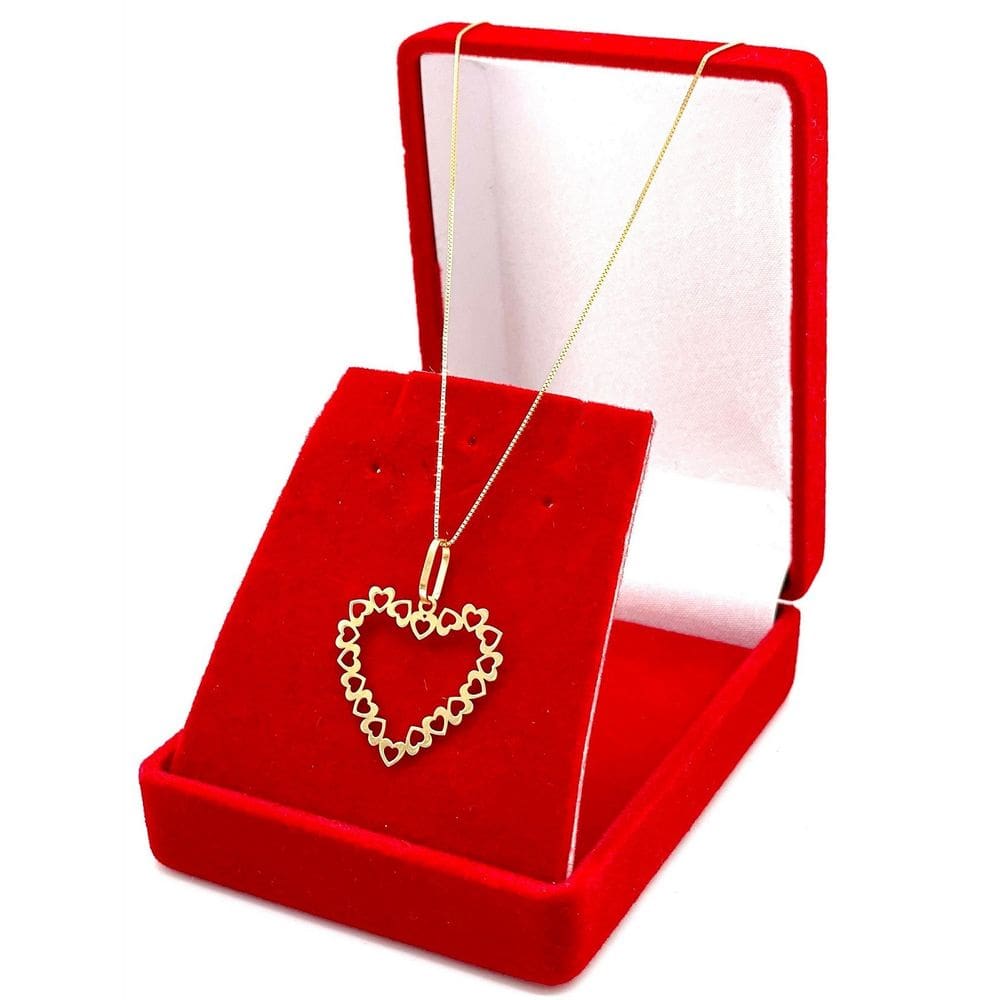 Gargantilha Corrente De Ouro 18k Feminina Veneziana 45cm Pingente Coração