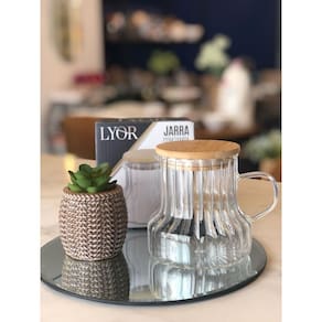 JARRA DE VIDRO C/TAMPA DE BAMBU CLASSIC 500ml