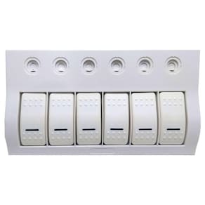 Painel Elétrico Em Plástico Branco 6 Botões Led Verde