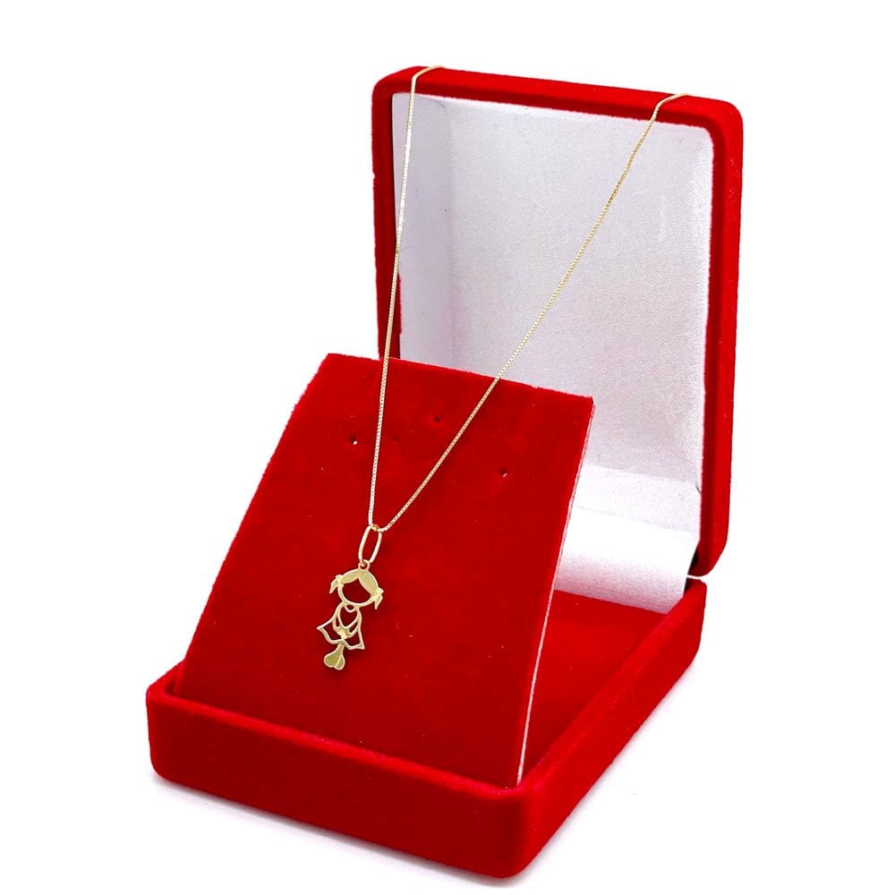 Gargantilha De Ouro 18k 50cm Feminina Bailarina Pingente Menina Filha
