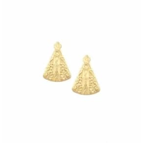 Brinco Aparecida De Chapa Delicado Folheado A Ouro 18k