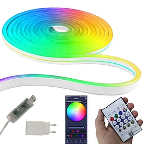 Fita Led Neon Clular Aplicativo RGB 5 Metros IP68 Iluminaçao Decoraçao Quato Sala Teto Gamer