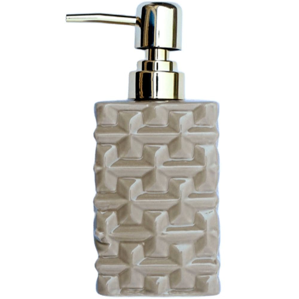 Saboneteira Liquida Lavabo Banheiro Cerâmica Gold Bege 350ml