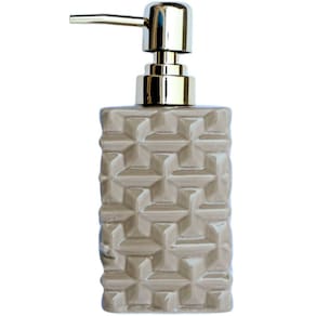 Saboneteira Liquida Lavabo Banheiro Cerâmica Gold Bege 350ml