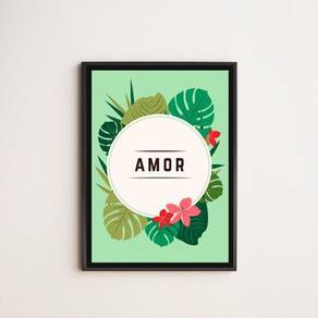 Quadro Amor Tropical 45X34Cm Com Vidro Moldura Preta