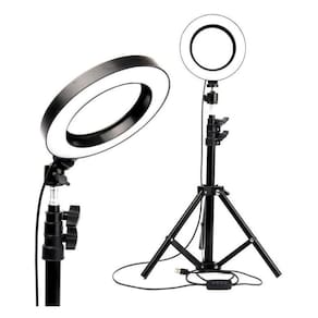 Ring Light Tripé Iluminador Led Portátil 26Cm + Tripé 210Cm