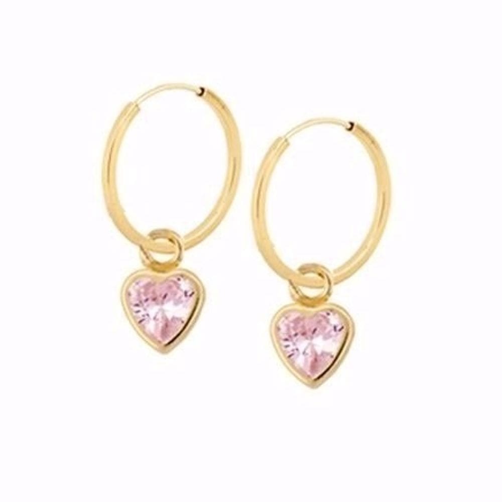 Brinco Argola Com Pingente Rosa Ouro 18K Infantil