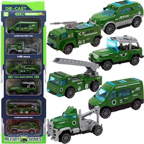 Kit 6 Carrinhos De Brinquedo Miniatura Exército Colecionável