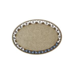 Placa Mdf Cru Artesanato Design Oval Florido Liso 30Cm