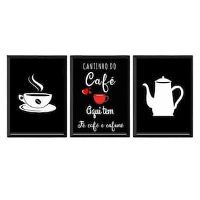 Kit 3 Quadros Para Cantinho Do Café 24X18Cm - Com Vidro