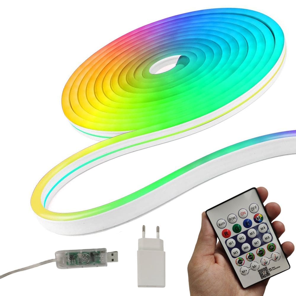 Fita Neon Led Aplicativo Celular RGB 5 Metros Iluminaçao IP68 Decoraçao Sala Quarto Casa Gamer