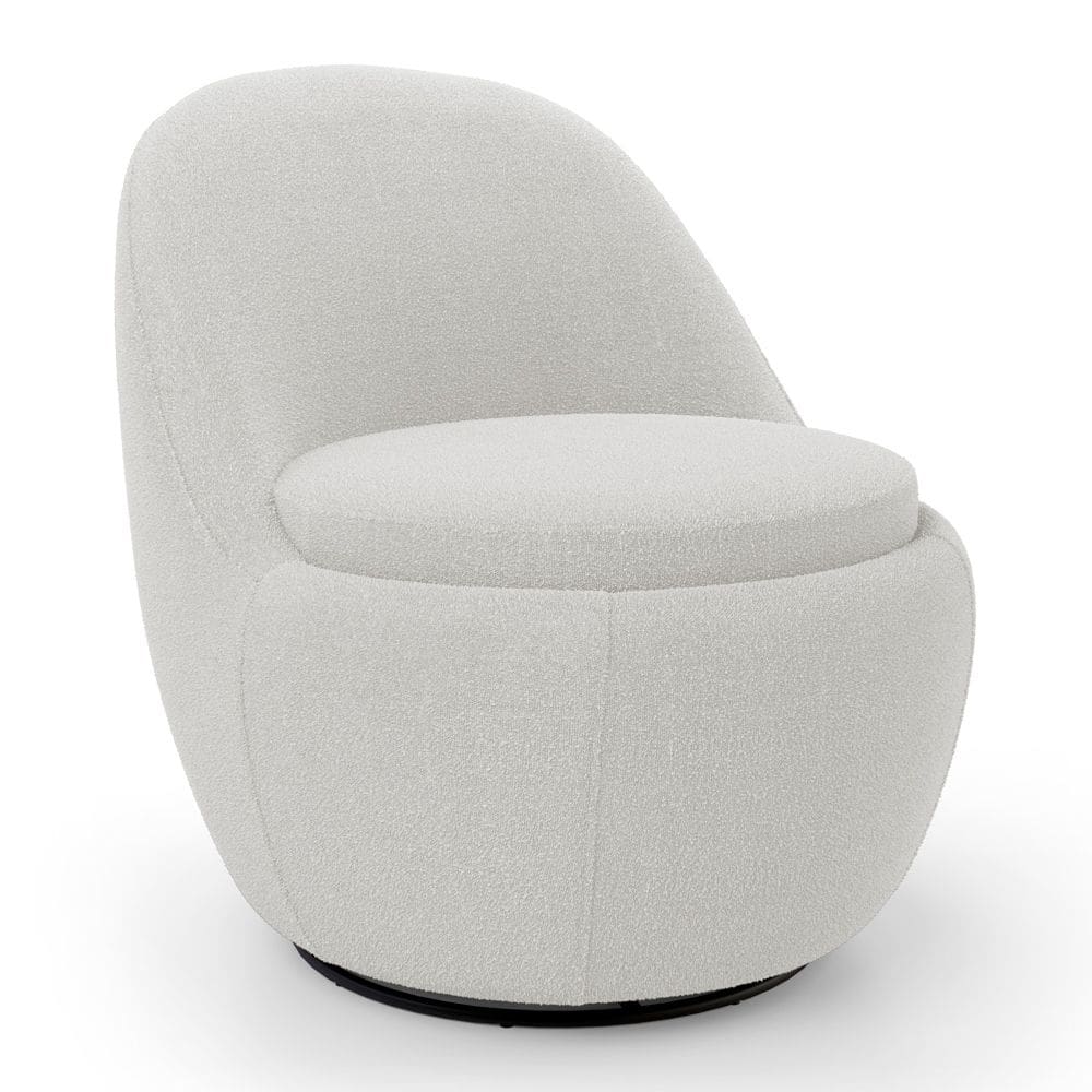 Poltrona Orgânica Living Memphis Base Giratória Bouclê Off White - Desk Design