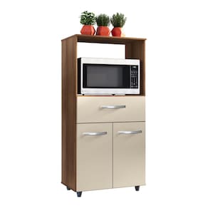 Armário de Cozinha Multiuso Luna 60cm com 02 Portas e Nicho Integrado Savana Off White - Desk Design